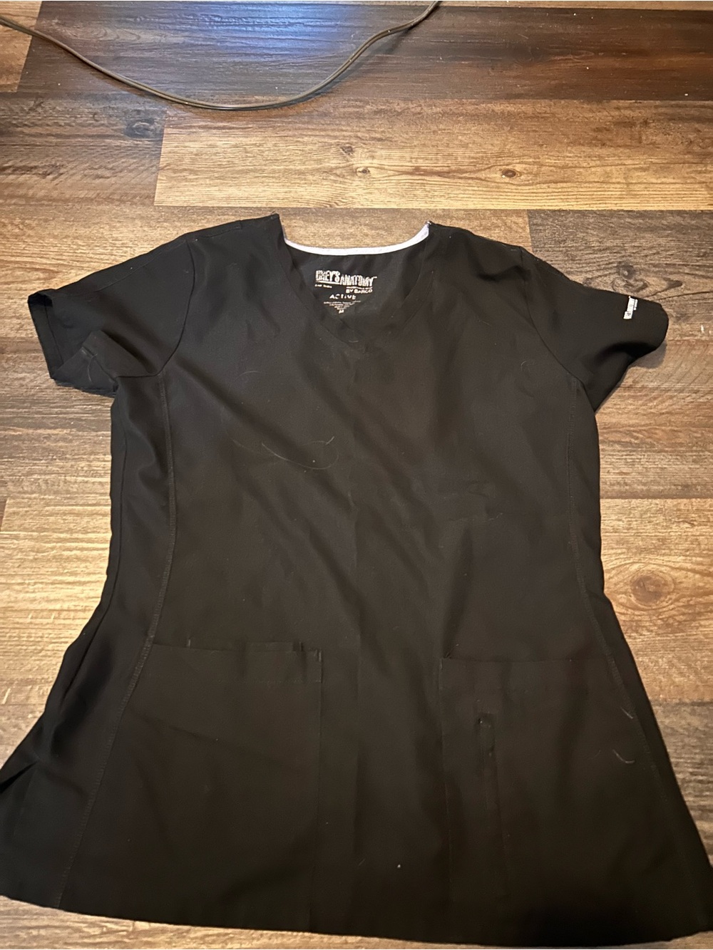 Grey's Anatomy Black Short-Sleeve V-Neck Scrub Top